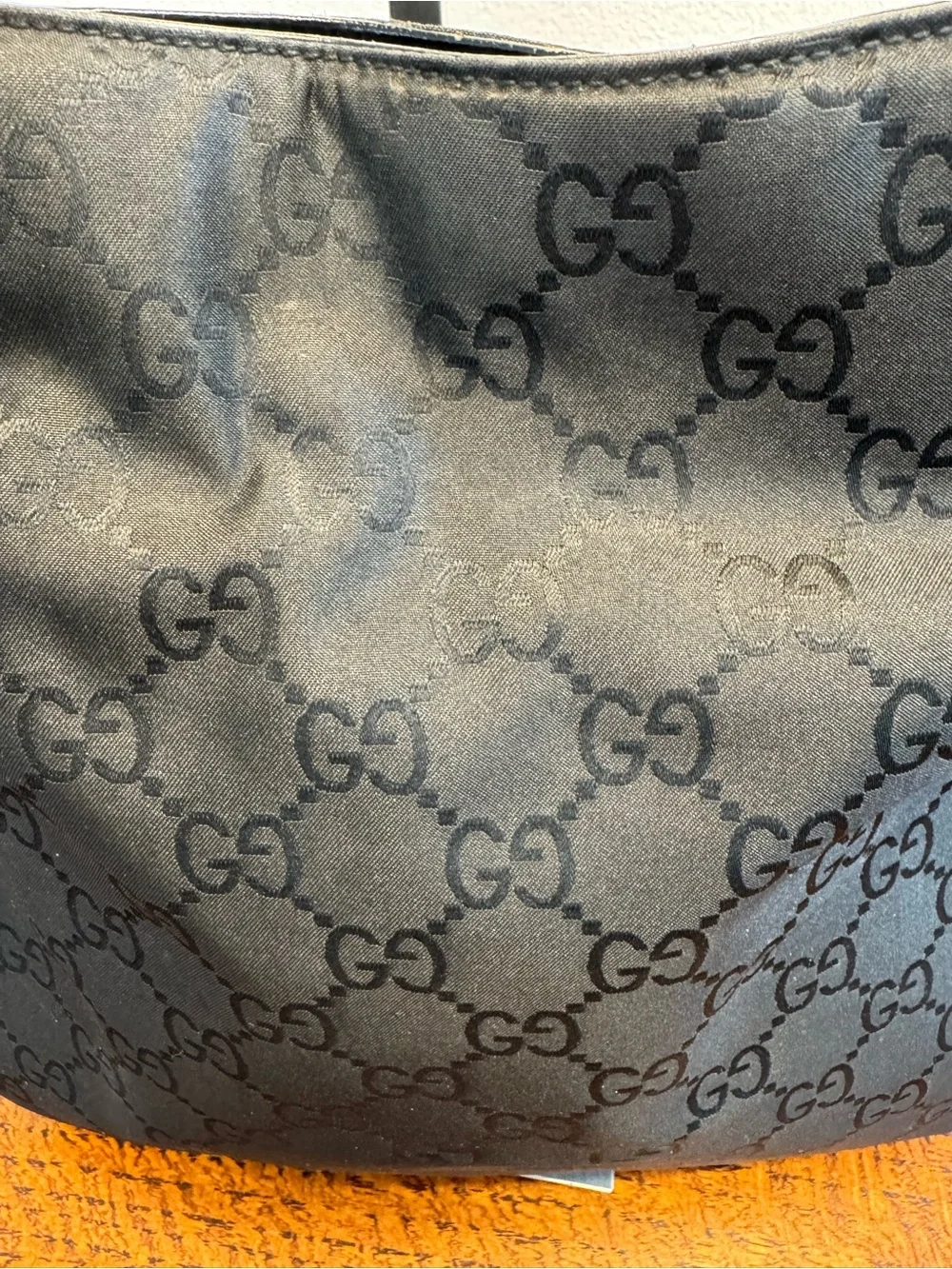 Gucci Black GG Monogram Shoulder Bag w/COA